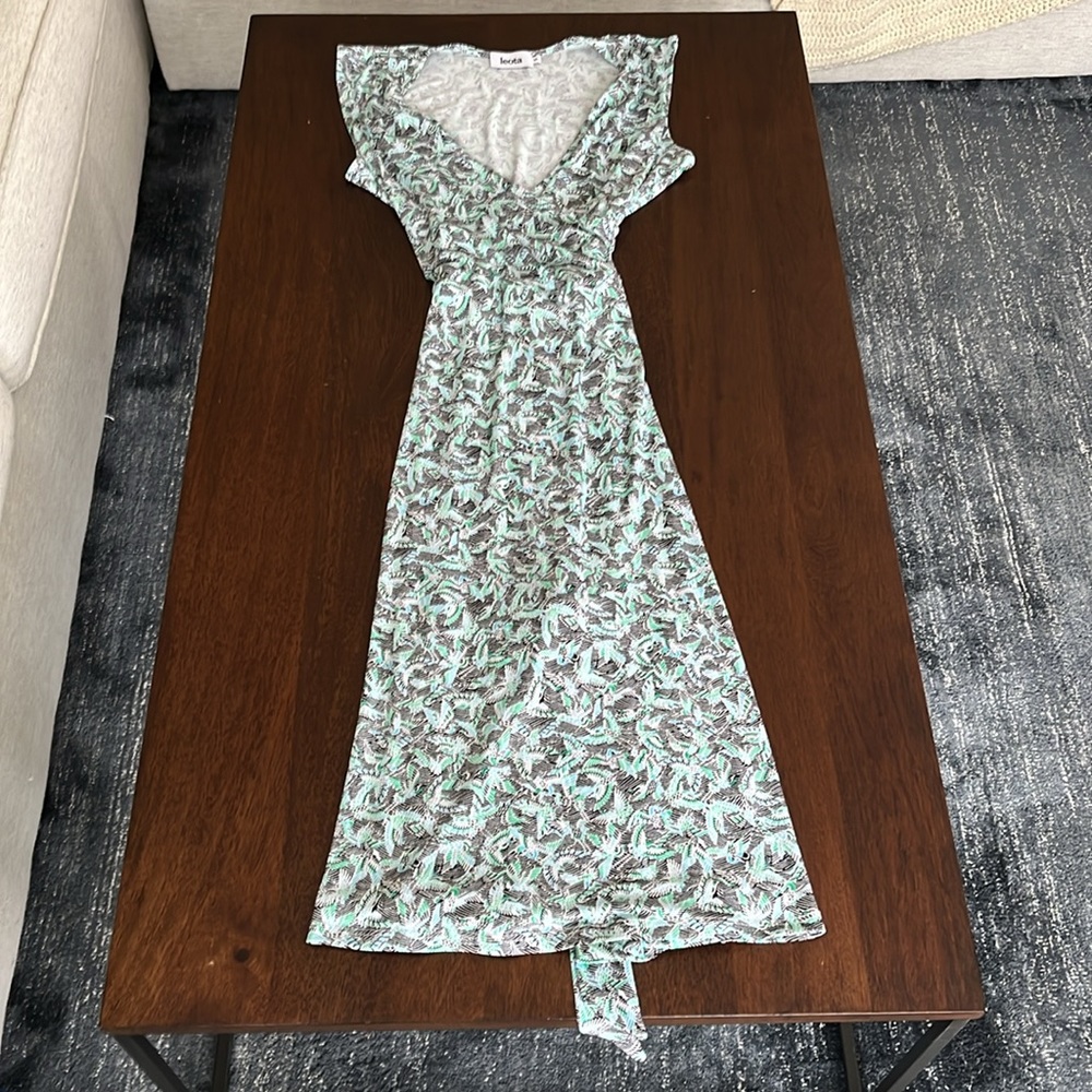 Leota Finnley Faux Wrap Knit Dress from Stitch Fix Black & Green Print size S